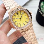 New Patek Philippe Nautilus Lemon Dial Diamond bezel Watches Automatic-Replica Watches in China